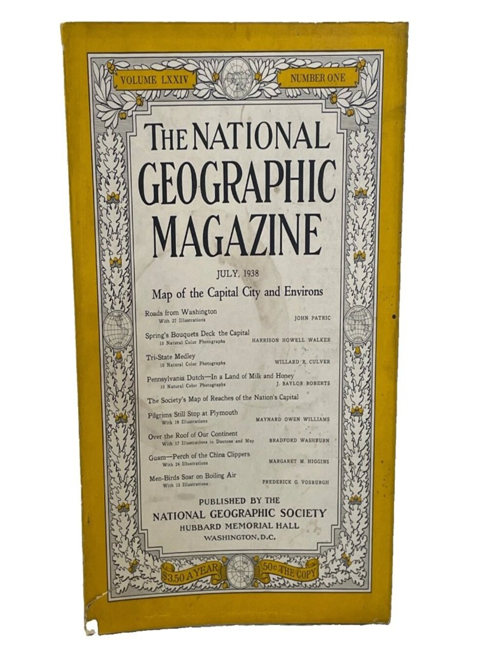National Geographic July 1938 Vol 74 No 1 Wash DC Pa Dutch NO MAP INSERT Vintage